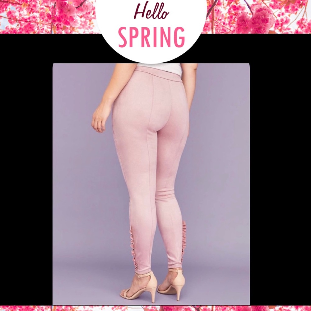 NWT Lane Bryant Pink Faux Suede Leggings Sz 22/24